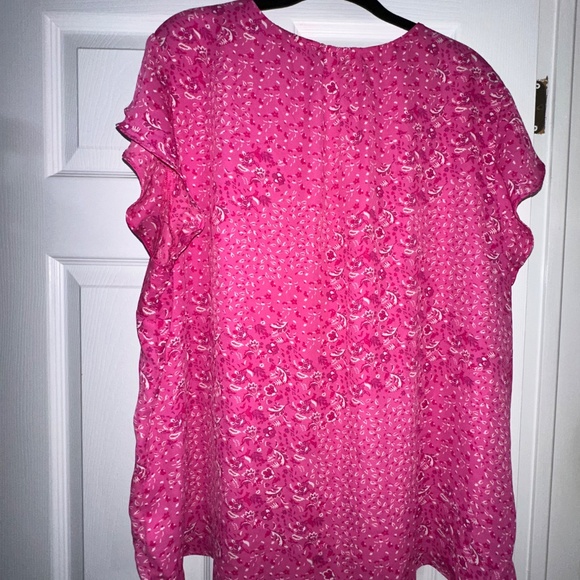 Cynthia Rowley Pink Short-Sleeved Blouse – Button Detail & Gathering - 3xl - Picture 8 of 8